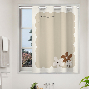 卫生间浴室窗帘免打孔全遮光防水防走光小窗户专用简易遮挡挂帘子