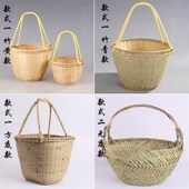 手提篮 杭州蓝 菜篮 收纳篮 鸡蛋篮子 竹篮子 水果篮 手工竹编篮
