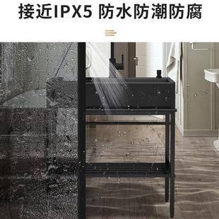 厨房石英石水槽洗菜盆洗碗槽带不锈钢支架花岗岩大单槽黑色洗手