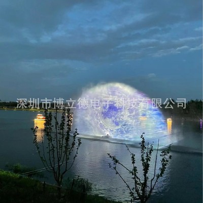 户外大型景观水幕电影水舞灯光秀水帘投影喷泉景观源头设备厂家