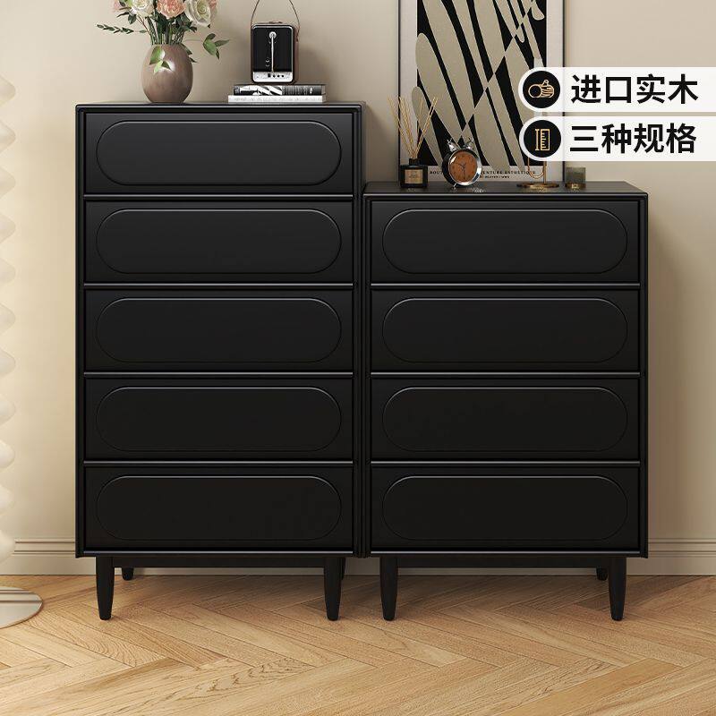 纯实木斗柜客厅家用储物柜法式复古ins风斗橱收纳柜橡胶木餐边柜