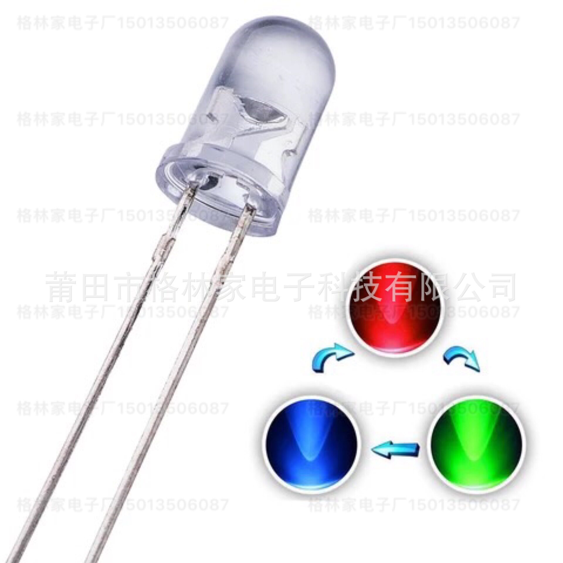 LED蜡烛灯F5mm圆头有边无边透明雾状高亮仿真蜡烛闪LED红黄蓝绿白