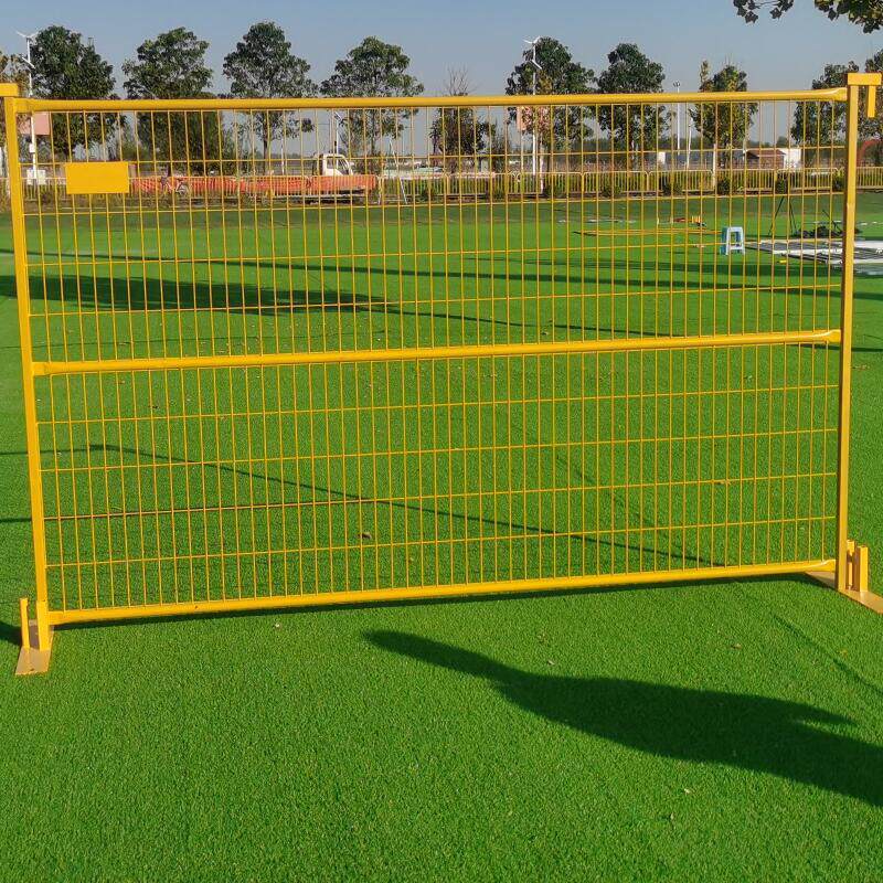 焊接长方形网黄色临时护栏加拿大警示移动栅栏道路施工喷涂围栏