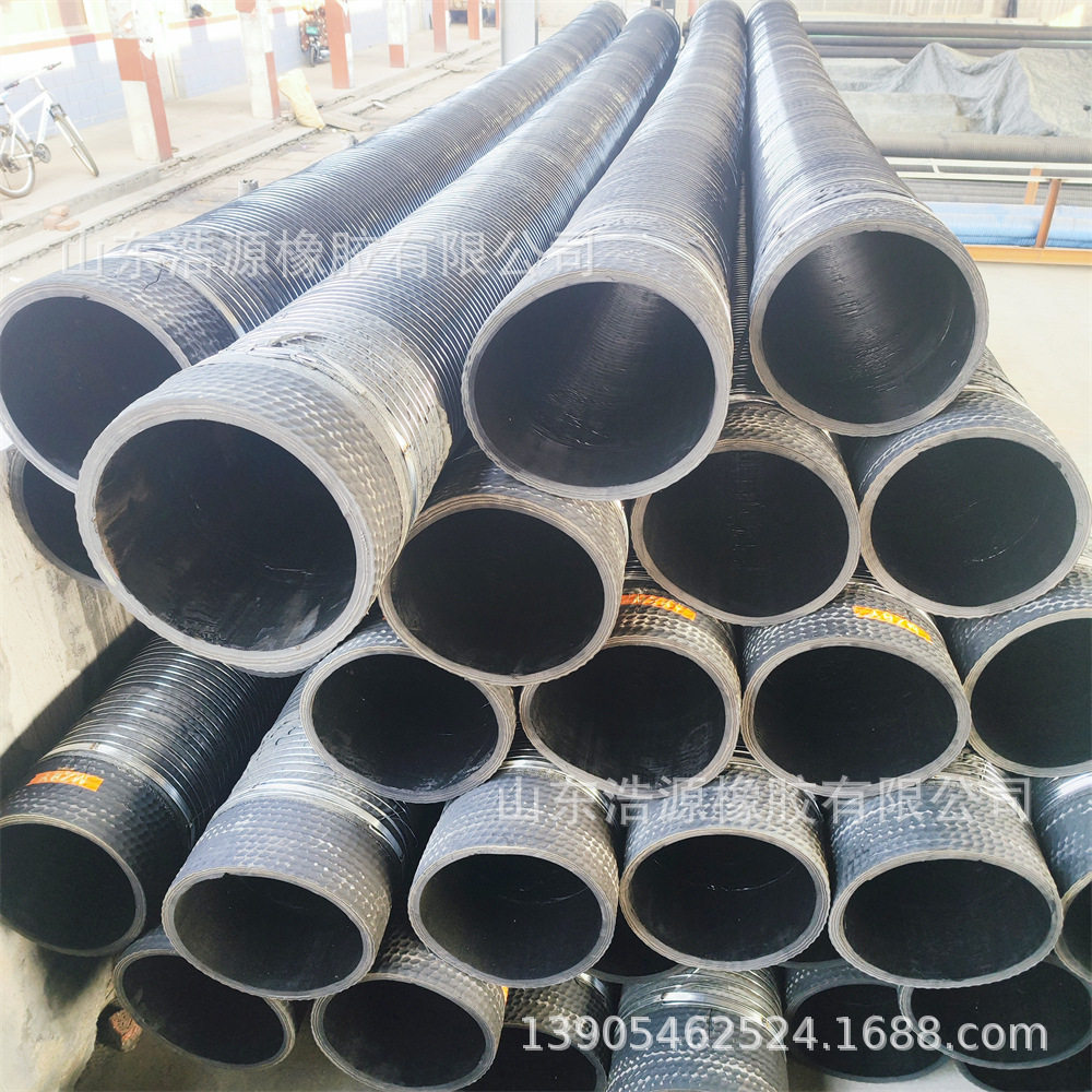 耐磨橡胶钢丝管河道清淤吸排泥沙 工地卸砂石料用钢丝橡胶软管