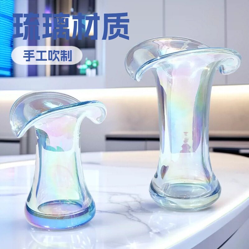 美式炫彩水晶玻璃花瓶卧室客厅酒柜电视柜样板间软装家居摆件琉璃