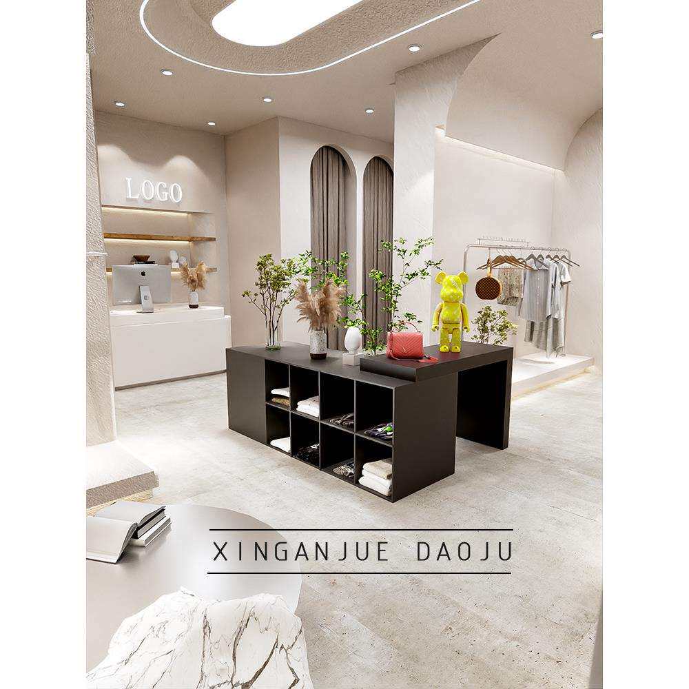 服装店中岛桌展示台工业风店铺装饰陈列道具陈列黑色烤漆桌子