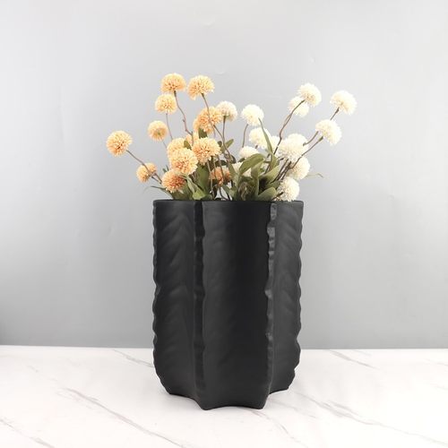 现代简约黑色树脂干花插花花器装饰摆件电视柜餐厅软装家居装饰品