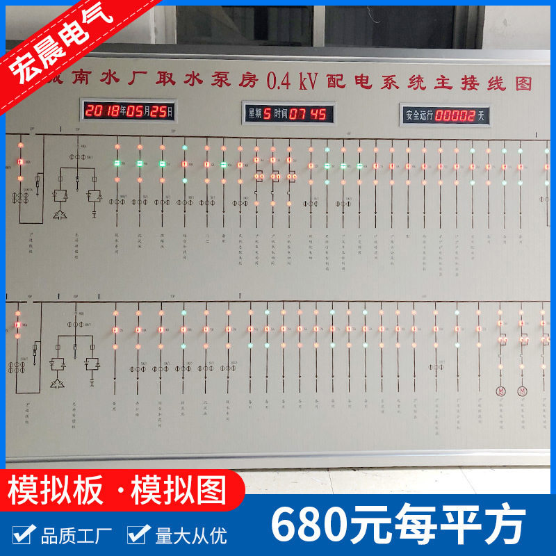 厂家现货马赛克模拟屏电力配电接线图配电室系统污水处理流程屏