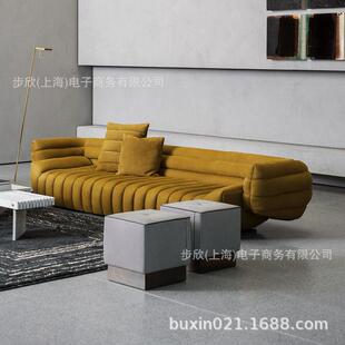 意式极简创意摩登设计师小户型轻奢客厅组合丝绒香蕉Baxter沙发