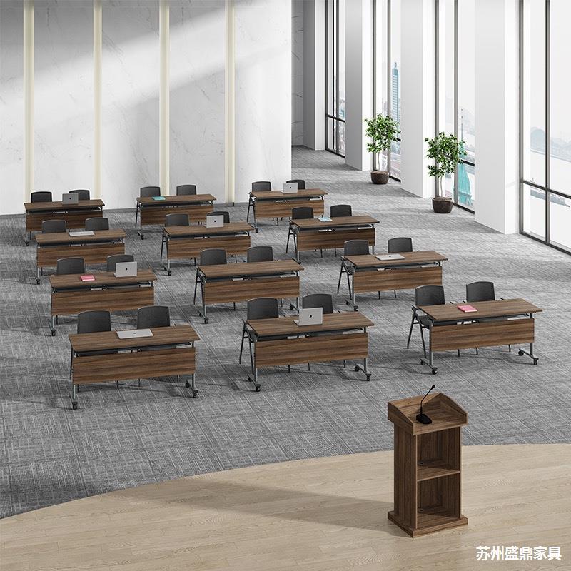 培训折叠会议桌可移动滚轮长条形拼接会议桌办公桌钢架翻板洽谈桌