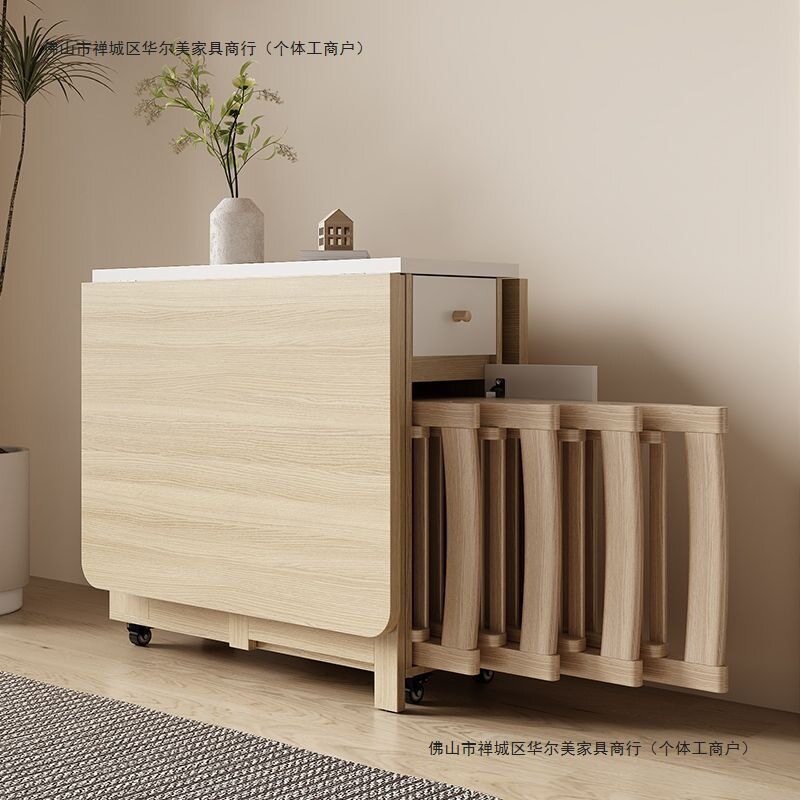 奶油风折叠桌子家用可折叠移动餐桌椅子简易多功能桌子饭桌椅组合