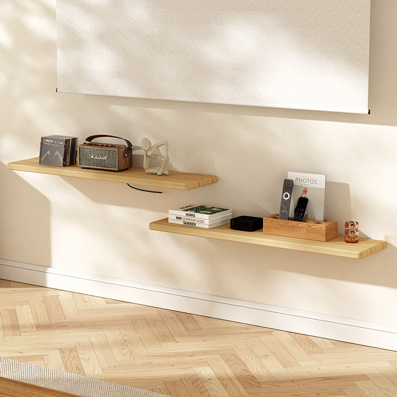 现代简约一字置物架隔板壁架卧室客厅实木搁板壁挂墙面收纳架储物