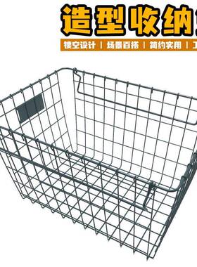 日式收纳整理筐大号白黄绿色格子造型收纳篮