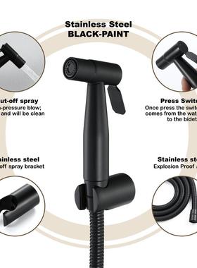 HIDEEP马桶喷枪+进水管黑色全套增压喷枪HI09021A