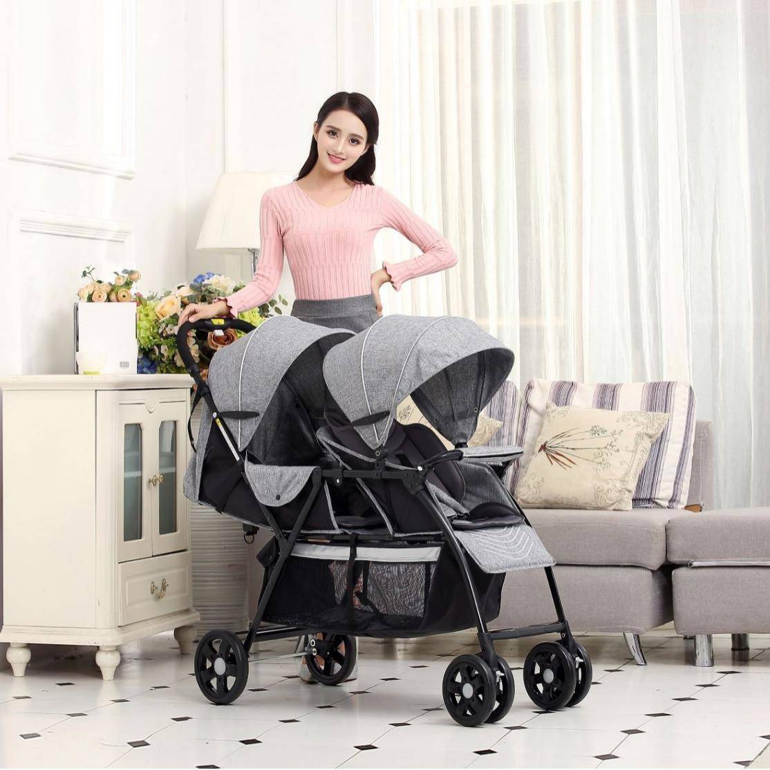 双胞胎可坐可躺超轻便一键折叠二胎儿童婴儿车手推车T2直销