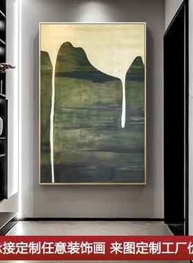 现代简约厚肌理绿色客厅装饰画轻奢高端玄关走廊挂画巨幅手绘油画
