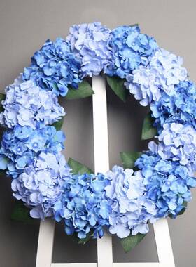 花环挂件仿真花墙挂欧式绣球花环蓝色装饰客厅装修门挂饰