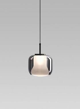 卧室床头吊灯现代简约烟灰色玻璃灯罩高级感设计师极美主义餐厅吊