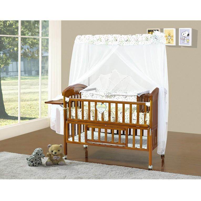 爱婴堡婴儿床实木多功能宝宝儿童床bb床游戏床带蚊帐婴儿摇篮床围