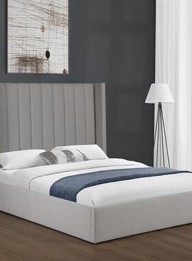 外贸工厂轻奢卧室布艺床灰色亚麻气动储物床单人床双人床懒人床