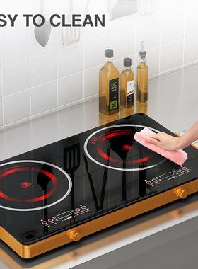 双头双灶电陶炉家用电磁炉三眼红外台式大功率光波多头炉英文