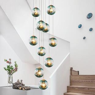 复式楼梯吊灯现代简约轻奢别墅吊灯个性创意家用客厅公寓楼梯吊灯