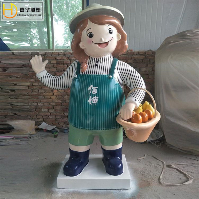 户外玻璃钢卡通人物雕塑果园采摘园景观迎宾卡通人物装饰摆件制作