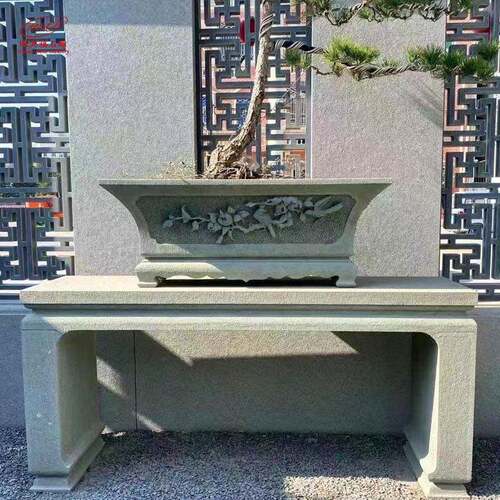 庭院放盆景摆台花盆架子长方形花几底座室外花园石头花盆装饰