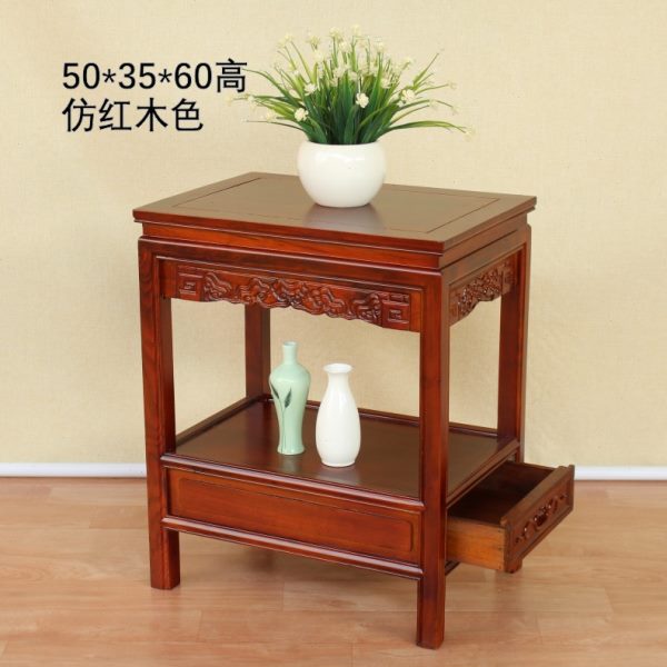 全实木沙发边几角几客厅中式小茶几榆木边桌带抽屉床头柜整装花几