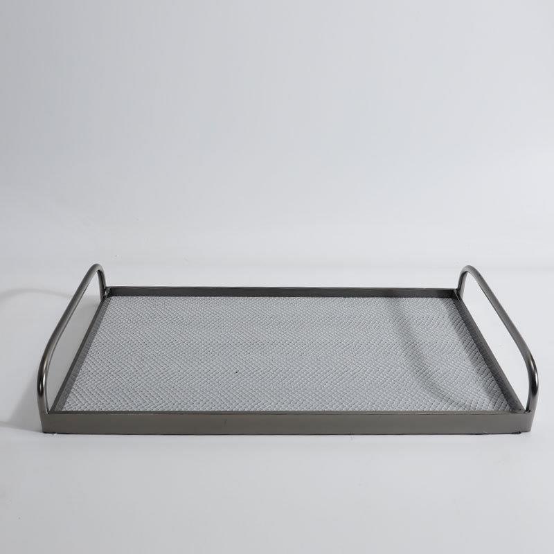 现代极简皮革托盘客厅茶几书桌收纳摆件酒店样板间售楼部软装摆设