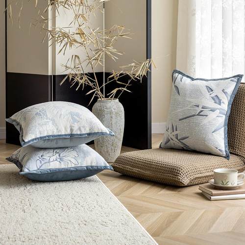 新中式沙发抱枕套蓝色ins风现代简约客厅靠枕床头靠垫床上靠背枕