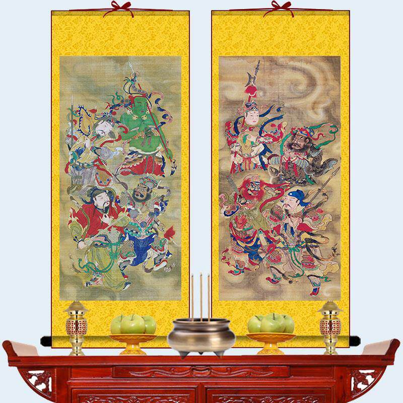 八大像元帅画赵温殷张岳苟毕元帅挂画灵官护发神将供奉马画卷bdys