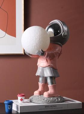 卧室台灯夜灯拍拍灯有线创意太空人月球灯潮款泡泡男孩儿童房摆件