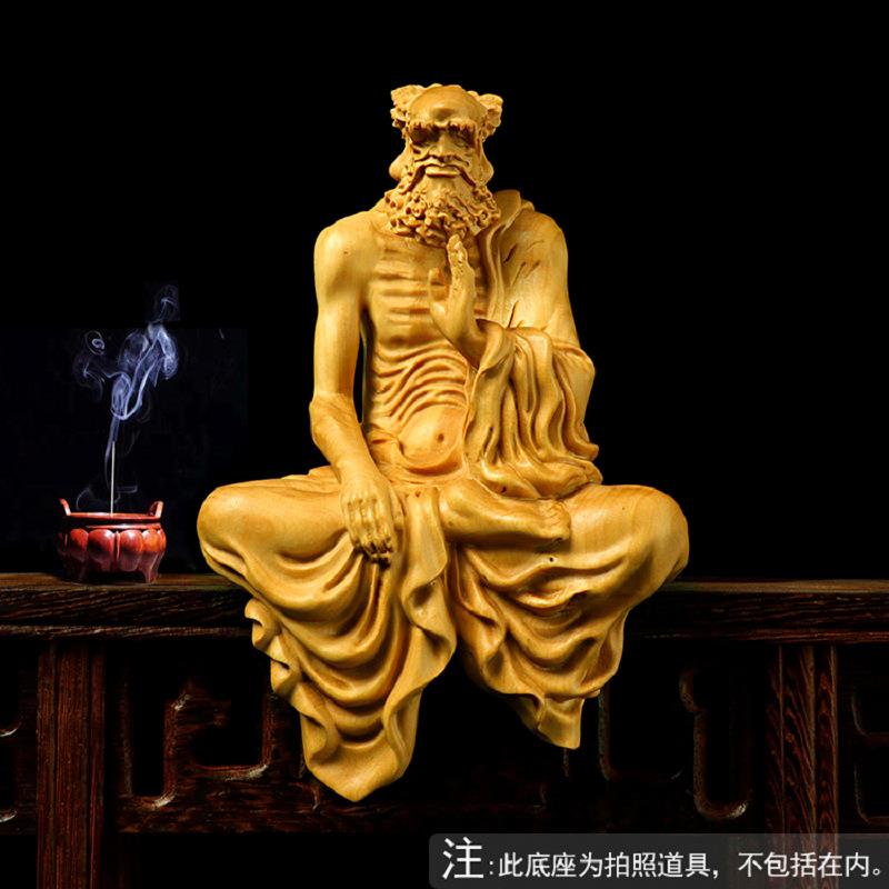 厂家黄杨木雕居家禅意佛像工艺品木质摆件卷发悟道达摩师祖