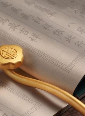 黄金色国风中式手把件铜如意摆件家居书房工艺品文艺复古装饰品