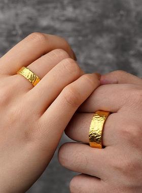 锤纹戒指纹理精工艺打造男女镀18K金高端大气设计商务个性指环