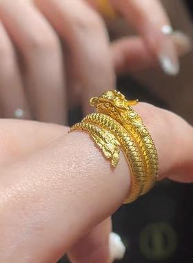 轻奢高级感盘龙戒指女2023新款神龙摆尾龙形时尚百搭指环送女友