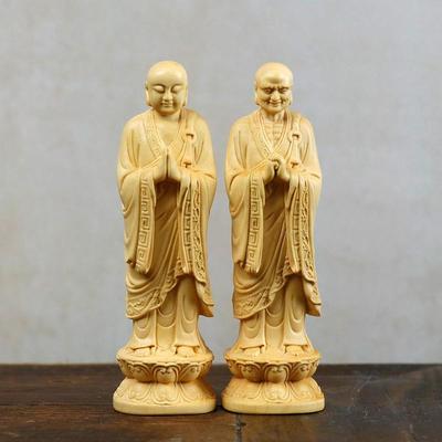 黄杨木雕迦叶阿傩尊者菩萨佛像家居装饰品客厅木质摆件人物手把件