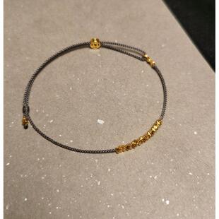 小财迷碎金子极细手绳迷你手工精编唯美简约轻奢饰品手链可调节款
