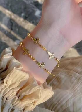 蝴蝶碎金拼接蹦迪手链小碎金子光珠时尚百搭气质手链女饰品
