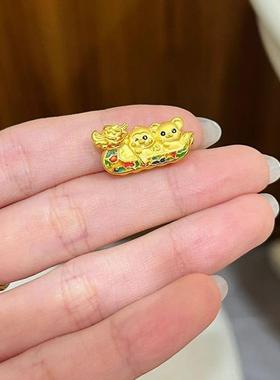 黄金色三合赛龙舟出烤漆版烧蓝珐琅复古手串鼠猴龙生肖龙转运珠