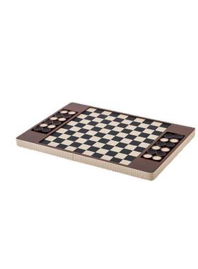 轻奢简约现代木质皮革棋子棋盘摆件样板间会所酒店桌面售楼处饰品