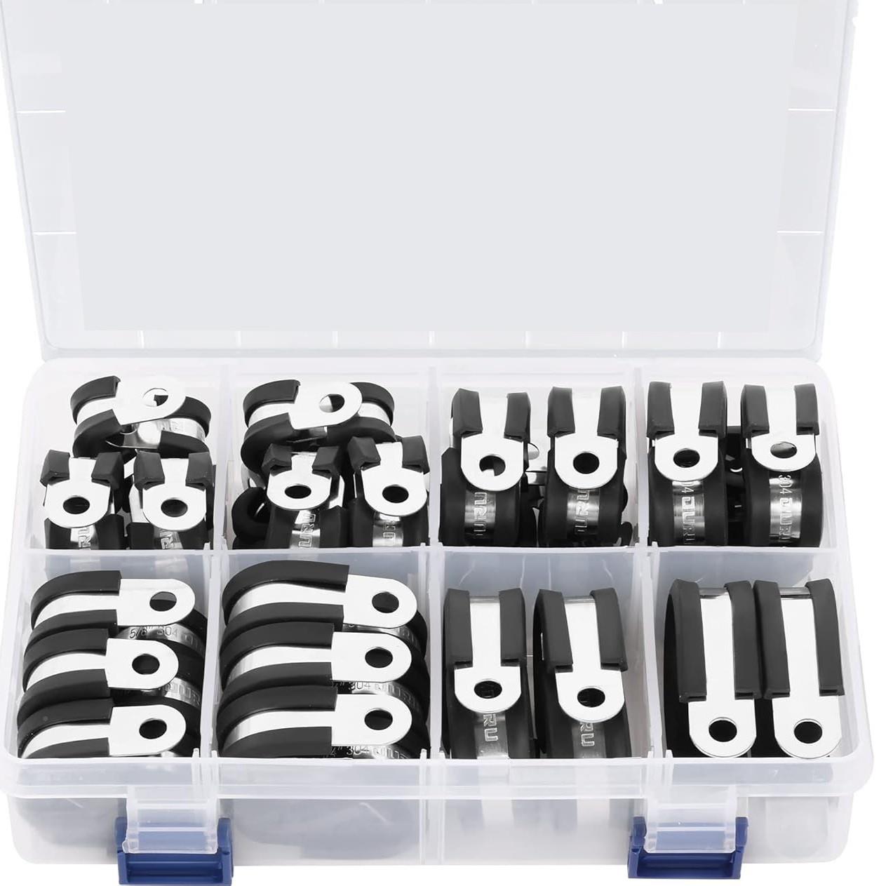 0PS盒装04不锈钢橡胶连胶VOF条箍6卡箍/缓冲绝缘C电喉缆夹