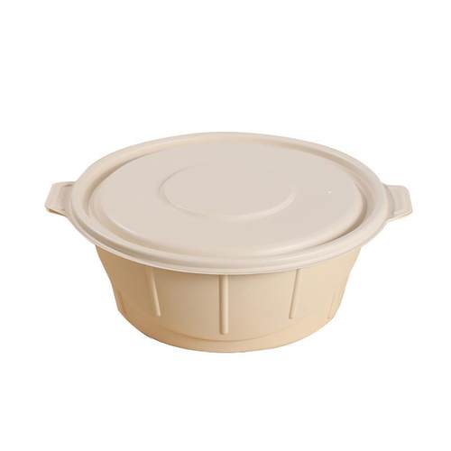 可降解餐盒一次性玉米淀粉基打包圆盆1250ML25套100套带盖餐盒