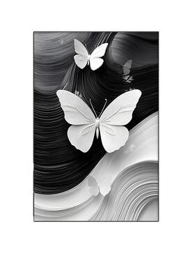 黑白蝴蝶现代简约抽象艺术入户玄关装饰客厅背景墙挂画高级感壁画