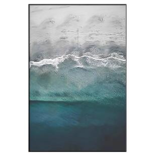 现代轻奢客厅玄关风景装饰画海岸沙滩抽象创意背景墙壁竖版挂画