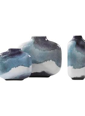 新中式花瓶复古陶瓷客厅玄关日式几何创意花艺插花器装饰餐桌摆件