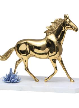 现代简约黄铜狮子装饰品摆件书柜酒柜装生肖工艺品客厅桌面摆设