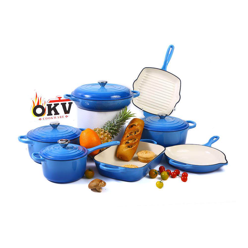 珐琅锅铸铁锅家用汤锅炖锅煎锅平底锅烹饪锅无涂层不粘锅锅具套装