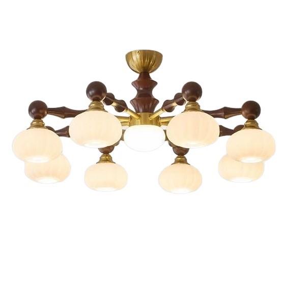 法式中风客古厅灯具级感美式高复大厅灯胡桃古木色主卧室书939房